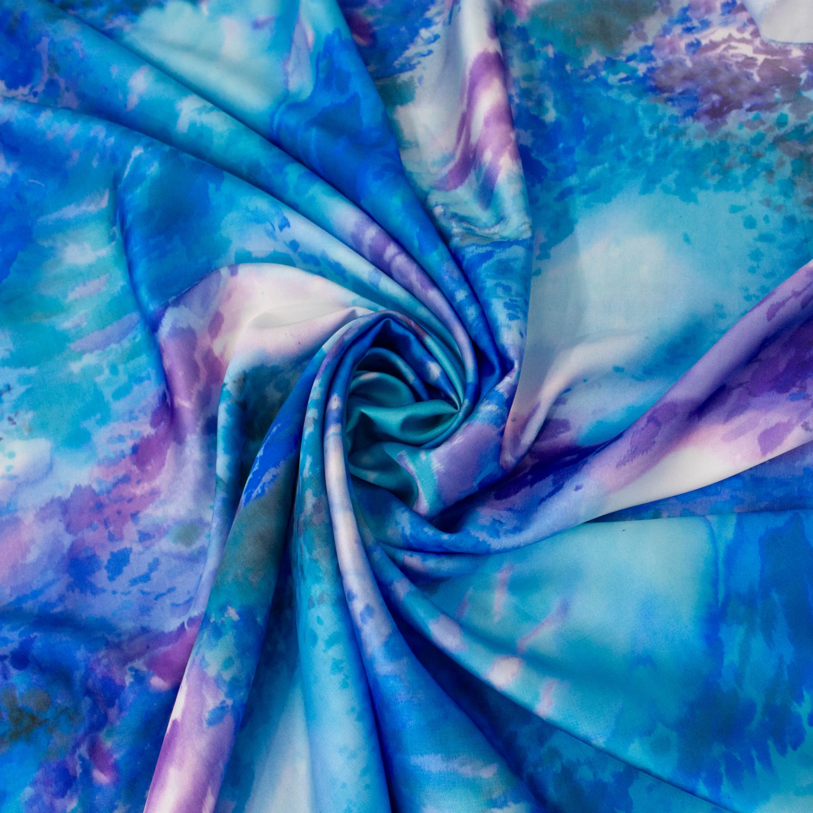 Polyester satijn met azurblauwe tinten - Lorré